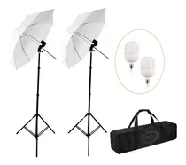 Comprar Kit Luz Led Continua X2 Portalámpara, Paraguas Trípode 108cm