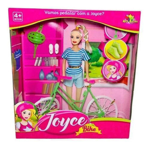 Boneca Joyce Bike Bicicleta Roupa Azul
