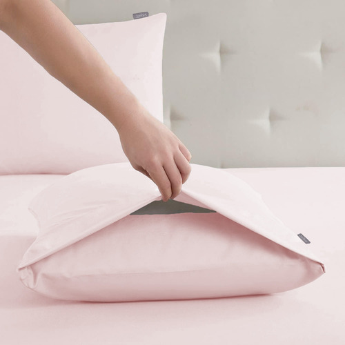Set 2 Fundas + 2 Almohada 50x70 Cm Home Cama 3angeli Color Rosa Liso