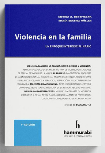 Violencia En La Familia: Un Enfoque Interdisciplinar, De Bentivegna Muller. Editorial Hammurabi, Tapa Blanda, Edición 1 En Español, 2022
