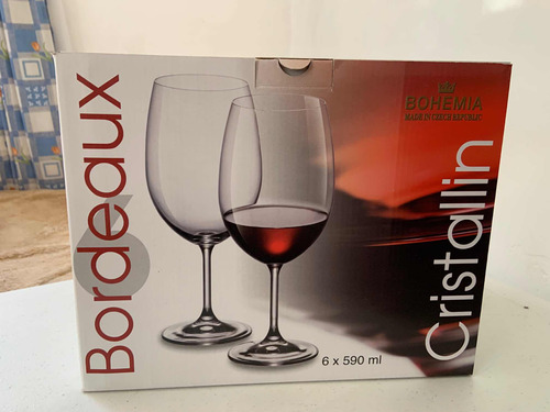 Juego De 6 Copas Para Vinocristallin Bohemia 590 Ml Bordeaux