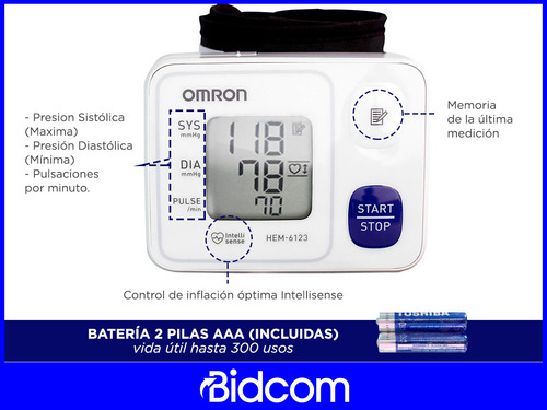 Tensiometro Omron Digital De Muñeca Con Sensor De Posicion Color Blanco