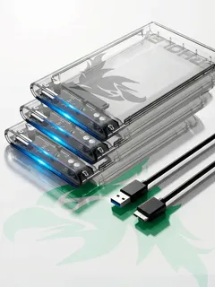 Kit 3 Case Hd Externo Usb 3.0 Transparente Para Hd/ssd Sata 2,5 Pholex Gaveta Adaptador Portátil Notebook E Pc