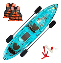 Comprar Kayak Caiaker Raia Triplo 2 Adultos + 1 Niño Chalecos Remo Color Azul Neon