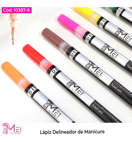 Lápiz Plumón De Colores Para Dibujar Líneas Y Diseño En Uñas