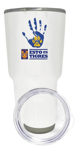 Termo Vaso Térmico Tigres Uanl 30 Oz Tigres Huella Od77199 Color Blanco