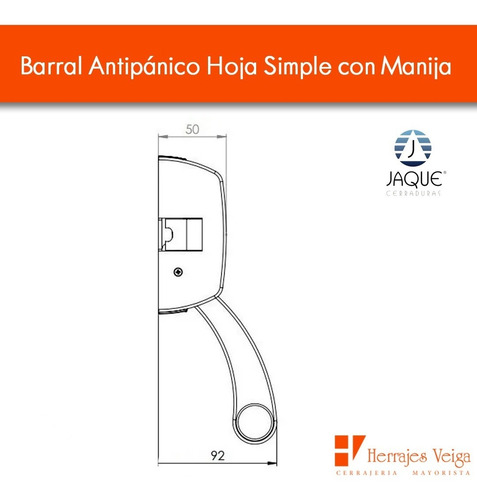 Imagen 6 de 10 de Barral Antipánico Jaque Puerta Hoja Simple Llave Manija Gtia