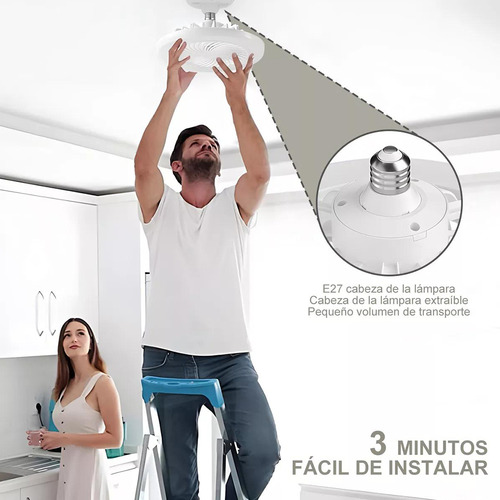 Ventilador De Techo Con Luz Lámpara 3 Colores Cm-top Aspas Plástico 3 Velocidades Del Viento Control Remoto Diámetro 26 Cm Estructura Blanco