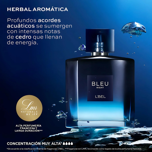 Perfume Hombre Bleu Night Fragancia Masculina L Bel 100ml