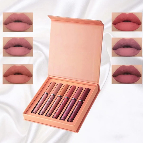Lápiz Labial Mate Con Tinte Labial De Larga Duración, 6 Piez