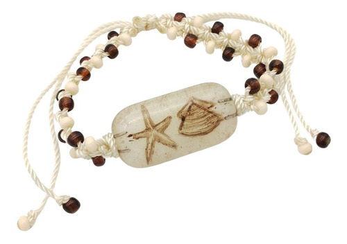 Imagen 3 de 8 de Pulsera Tejida Chaquiron Estrella Arena