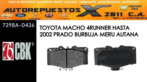 Imagen 1 de 3 de Pastillas De Freno. Toyota Macho 4runner 02 Prado Meru Autan