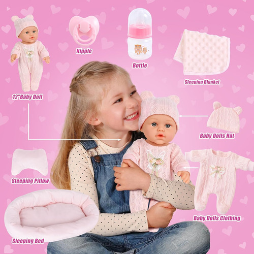 Juego De Muñecas Para Bebés De 12 Pulgadas Con Accesorios Y