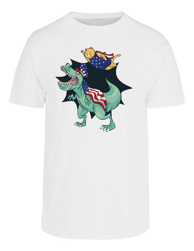 Playera Manga Corta Diseño Cartoon Dinosaurio Usa