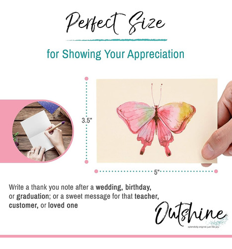 Outshine Tarjetas De Notas En Blanco Con Sobres Y Sellos En