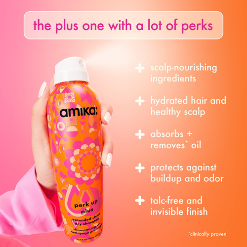 Shampoo Seco Amika. Limpeza Estendida Perk Up Plus 50 Ml