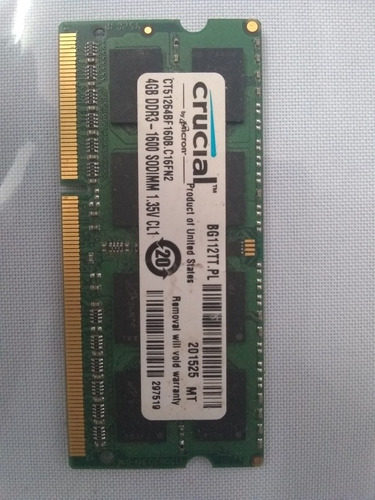 Imagen 2 de 2 de Memoria Ram Ddr3 4gb 1600 Crucial