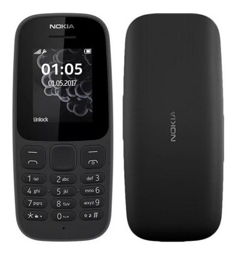 Teléfono celular nokia 105 dual chip con linterna de radio 1.8, color negro