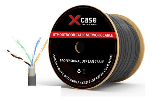 Cable Xcase Utp Cat5e De 8 Hilos Doble Forro P/exterior Negr