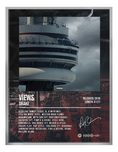 Poster Drake Views Album Music Firma 80x60