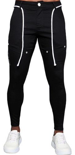 Calça Skinny Masculina Preta Streetwear Detalhe Codi Jeans