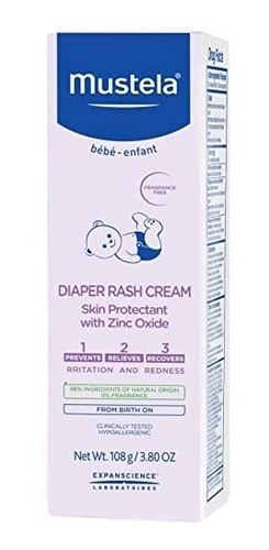 Mustela Baby Pañal Rash Cream 123 -protector De Piel. Pack 3
