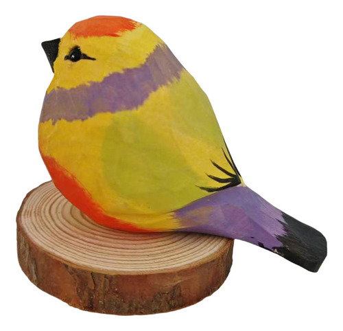 Estatua De Pájaro De Madera, Figura De Animal, Amarillo