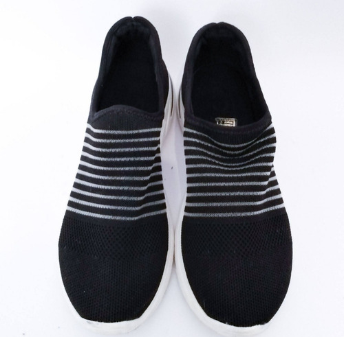 Tênis Jogging Malha Preto Elástico Bebece Confy