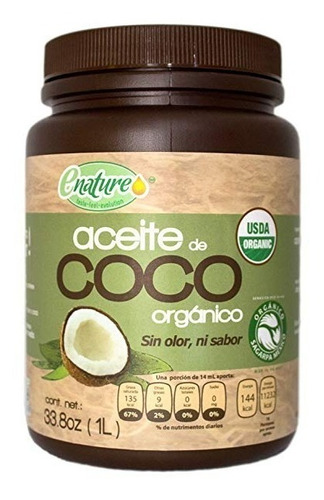 Aceite De Coco Sin Olor Ni Sabor 1 Lt Enature 