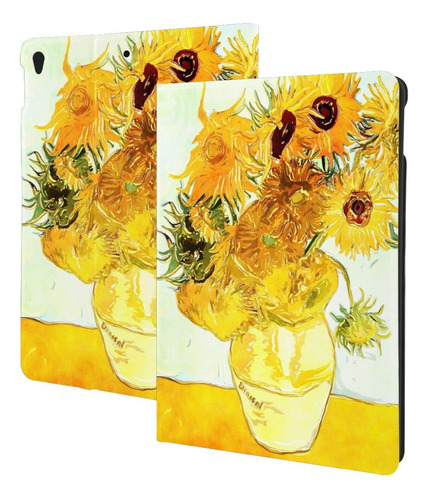 Funda Cuero Para iPad 10  Pintura Artistica Girasol Comoda