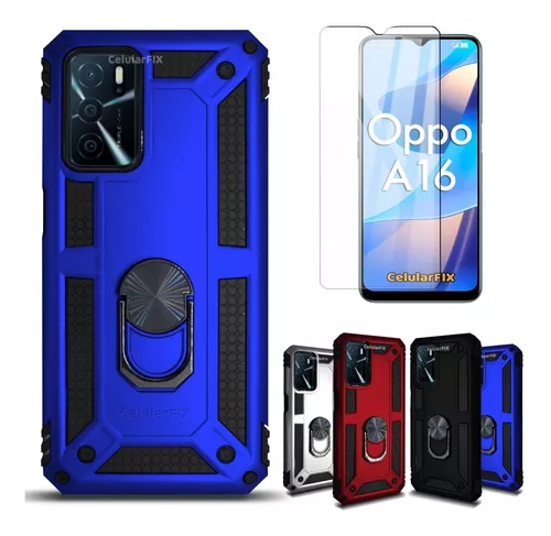 Funda P/ Oppo A16, Uso Rudo C/ Anillo Sujetador + Cristal