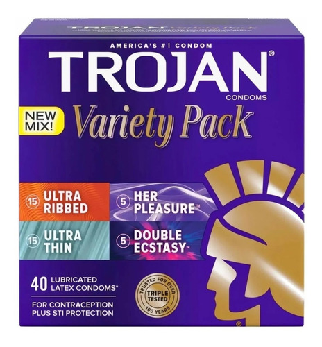 Condones Trojan Pleasure Pack Texturizados 40 Condon Lubrica