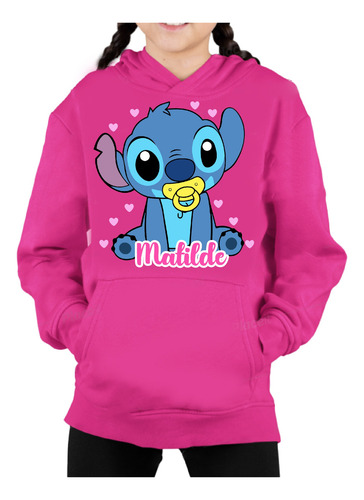 Polerón Stitch Angel Bebe Niñas Personalizado Algodón