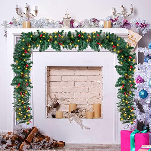 Guirnalda De Navidad De 9 Pies 100 Luces Cálidas Navid...