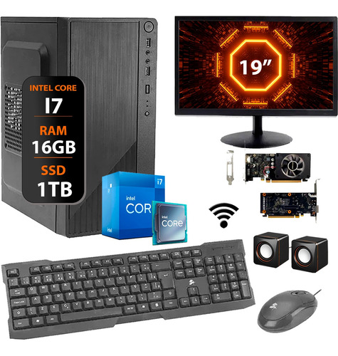 Computador Intel I7 16gb Ssd 1tb Placa Video 2gb Monitor 19