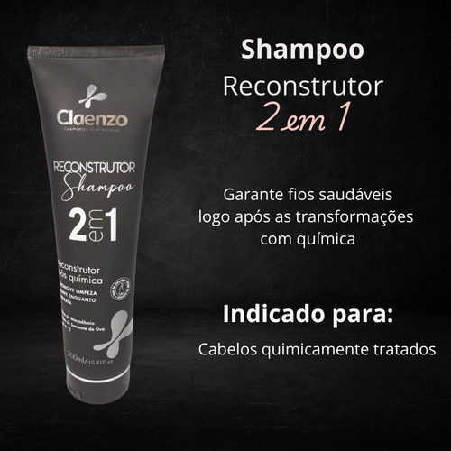 Shampoo Reconstrutor Claenzo 300ml 2 Em 1 Pós Quimica