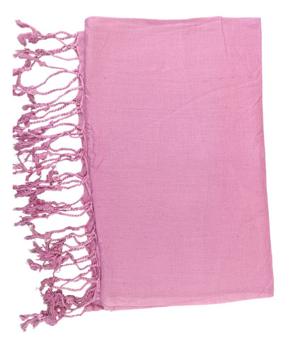 Pashmina Hindú 100% Viscosa .colores Variados Rosa Pastel Liso Unitalla
