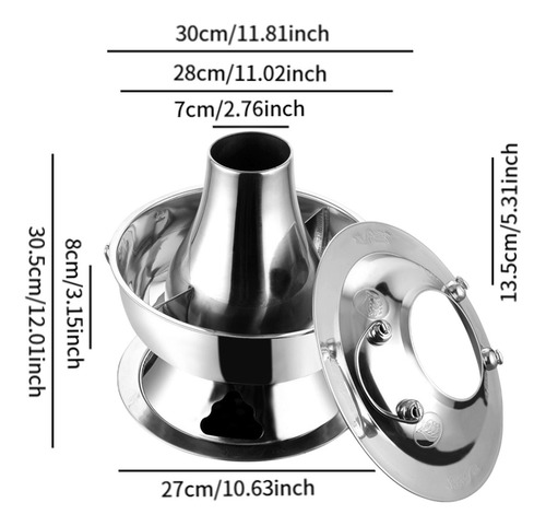 Cobre Olla Shabu Olla Multiusos División Plateada De 30cm
