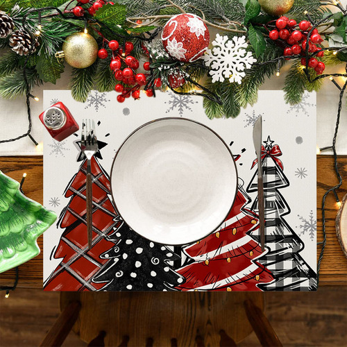 Decoração De Algodão E Jogos Americanos De Linho De Natal Ta