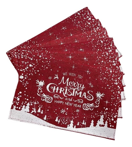 Set 6 Individuales De Mesa Rectangular Diseños Navidad