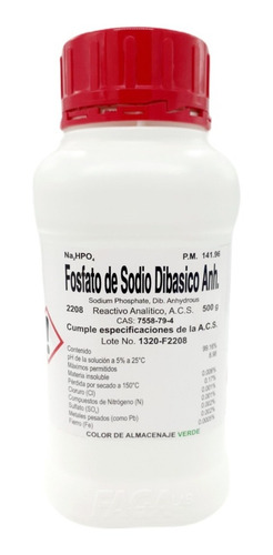 Fosfato De Sodio Dibasico Anhidro R. A. 500 G Fagalab