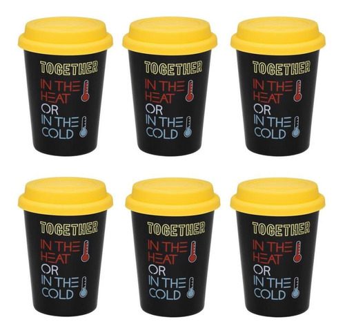 Juego de 6 vasos Trip de 300 ml con tapa Trend Together, color negro
