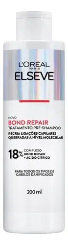 Tratamento Pré-shampoo Reparação Molecular Reconstrói Ligações Devolve Força com Ácido Cítrico Cabelos Danificados Elseve Bond Repair L'oréal Paris 200ml — R$ 29,90 em Mercado Livre, 50% OFF
