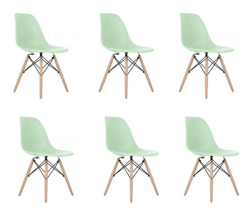 Cadeira de jantar Elidy Charles Eames Eiffel, estrutura de cor  verde, 6 unidades