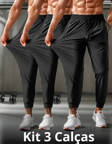 Kit com 3 Calças Dry Fit com Elastano