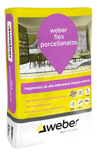 Pegamento Weber Porcelanato Flex X 25 Kg Altas Temperaturas
