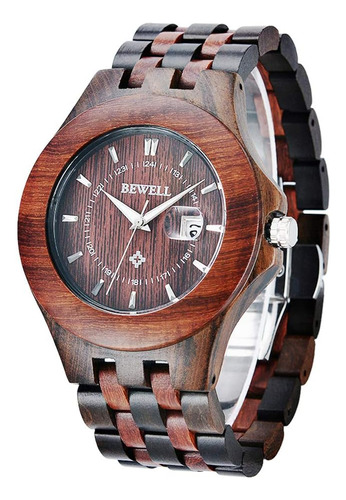 Bewell Relojes De Madera Fecha Luminosa Movimiento Analógico