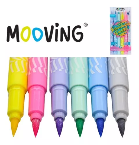 Marcadores Punta Pincel PINCELADAS PASTEL x6 colores Mooving