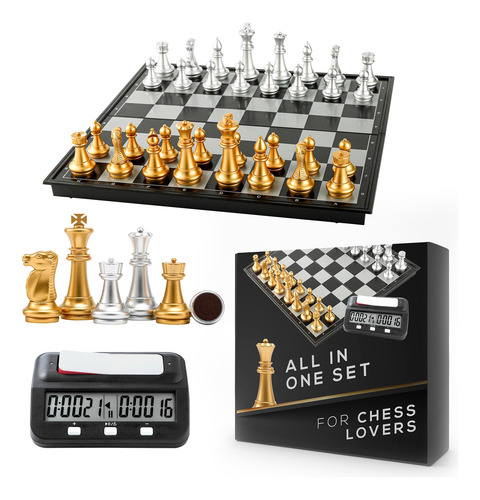 Juego De Ajedrez Magnético Betterline Con Reloj De Ajedrez D
