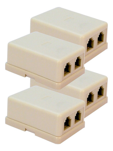 Conector Telefonica Roseta Ficha Rj11 Caja Doble Pack X4